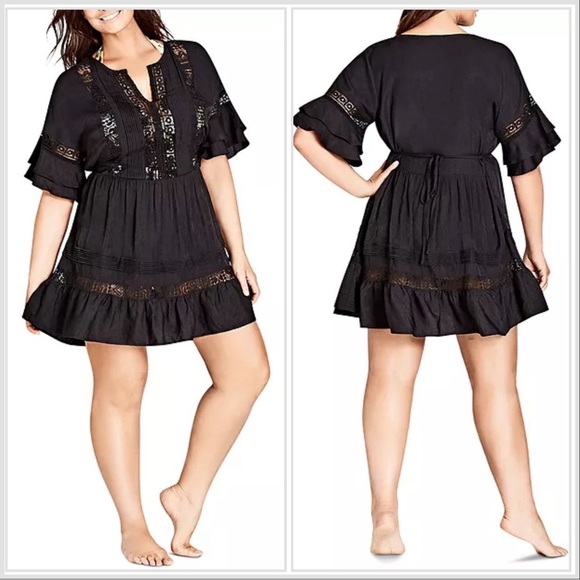 City Chic Evie Embroidery-Inset Dress Size 18 - Picture 1 of 7